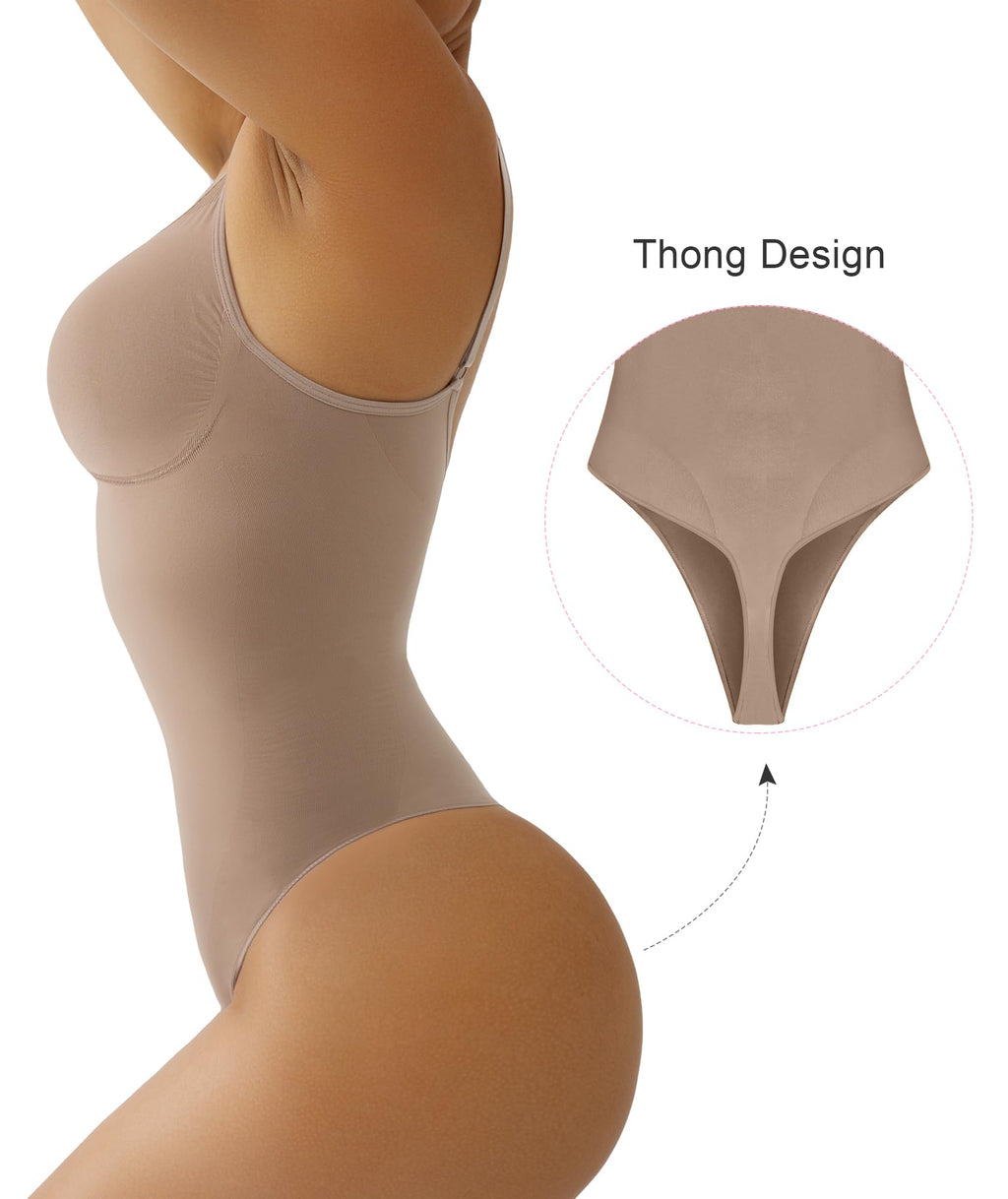 Women's Tummy Control Shapewear Thong Bodysuit Seamless Waist Snatching Body Shaper