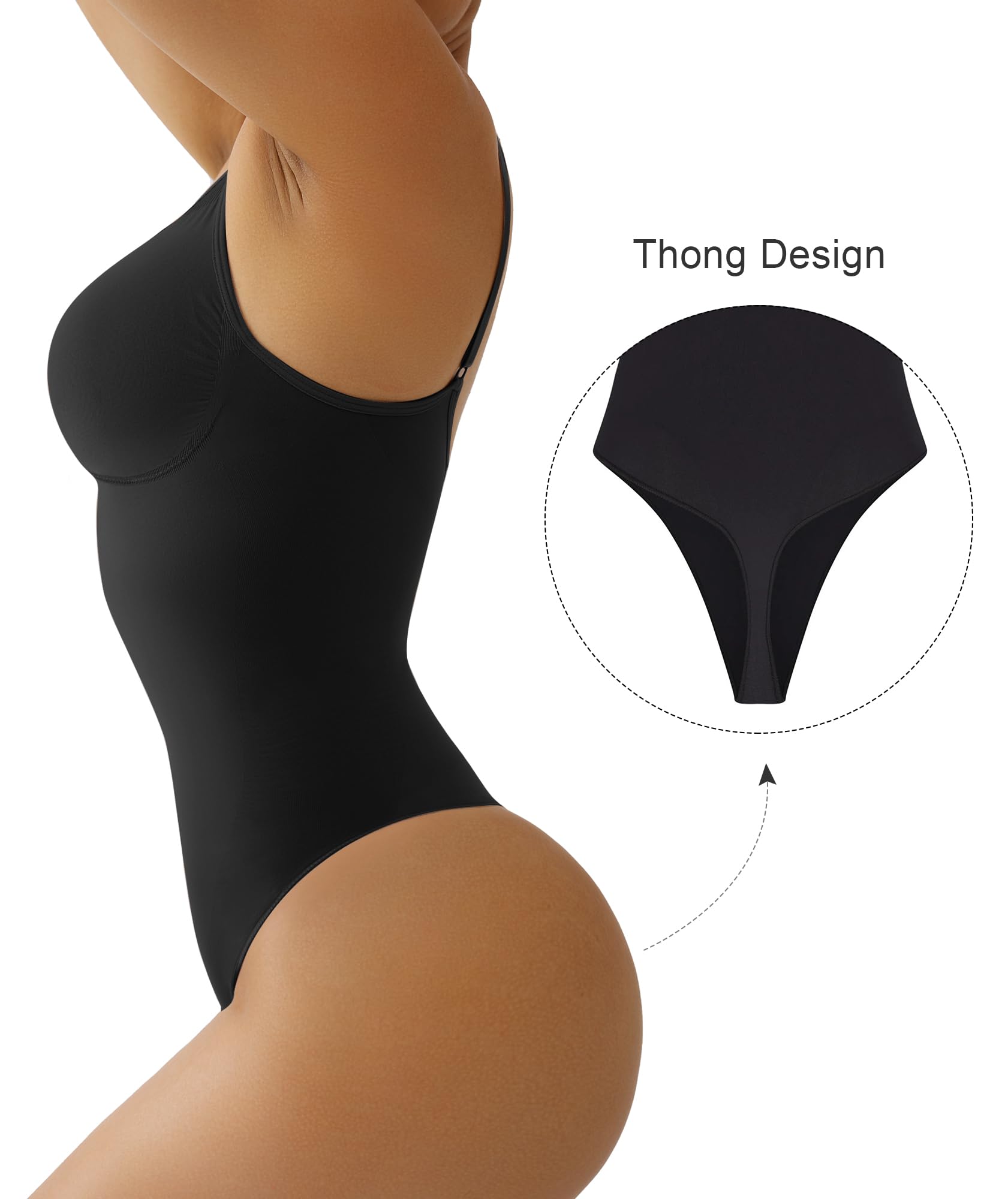 Women's Tummy Control Shapewear Thong Bodysuit Seamless Waist Snatching Body Shaper