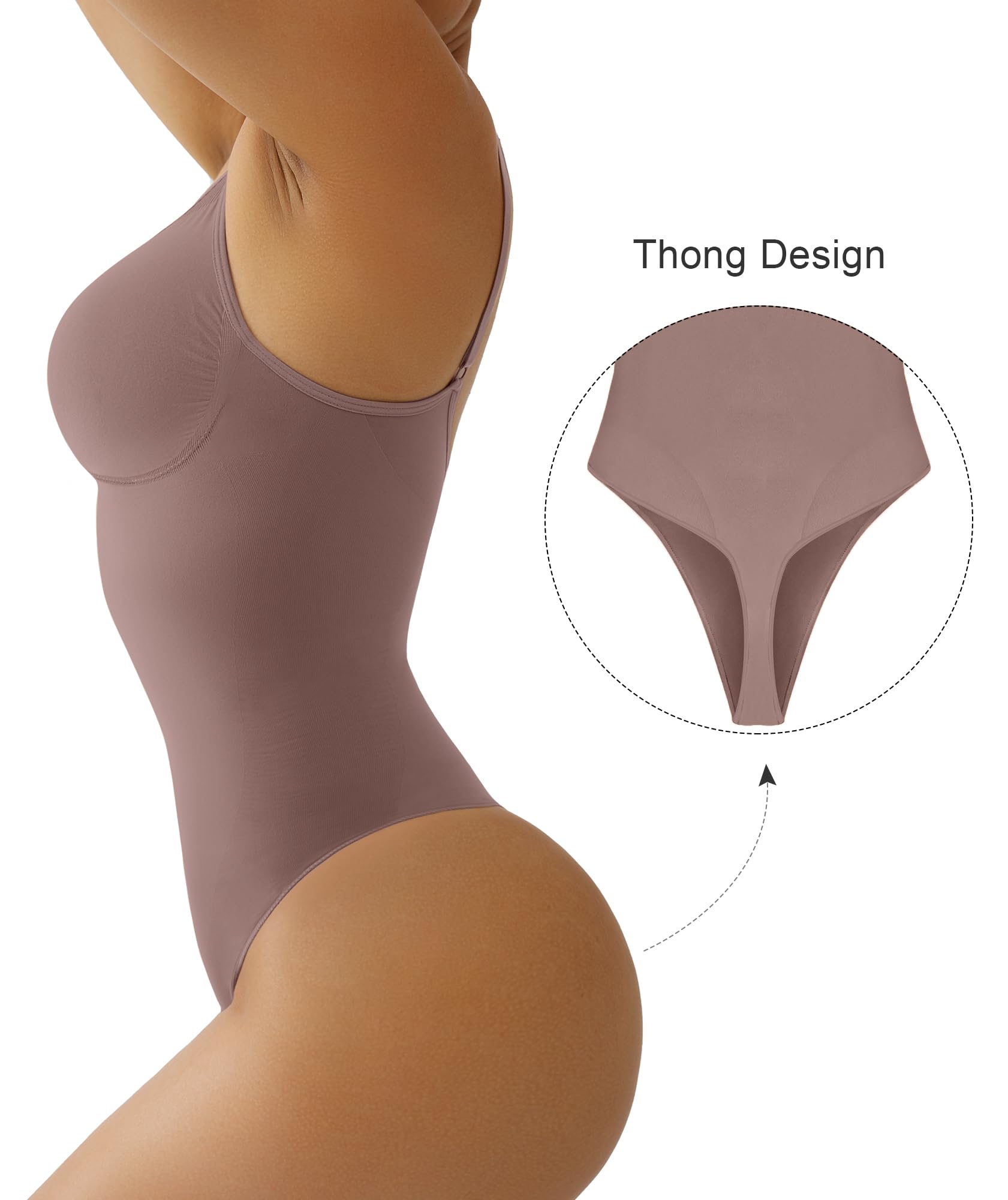 Women's Tummy Control Shapewear Thong Bodysuit Seamless Waist Snatching Body Shaper