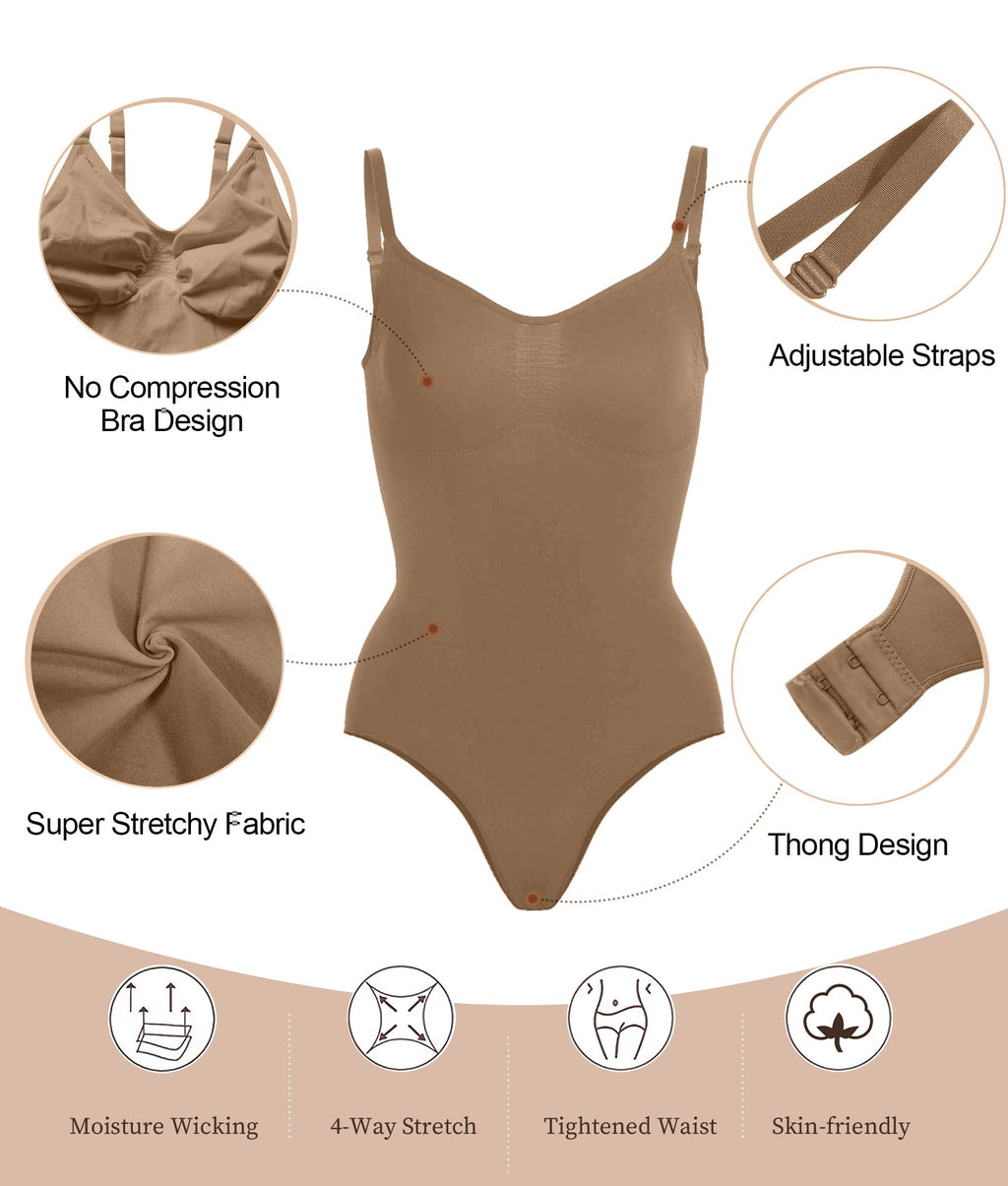 Women's Tummy Control Shapewear Thong Bodysuit Seamless Waist Snatching Body Shaper