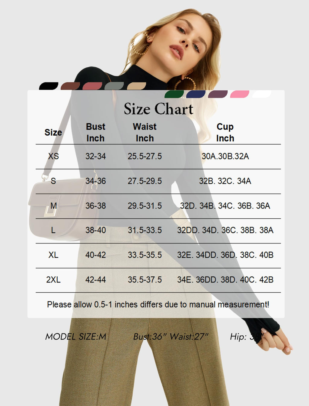 Bodysuits for Women High Neck Long Sleeve Body Suits Snap Closure Double Lined Mock Neck Bodysuit Soft