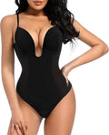 Women's Backless Bodysuit Shapewear with Butt Lifting & Tummy Control, Deep V Neck, Brown, Large