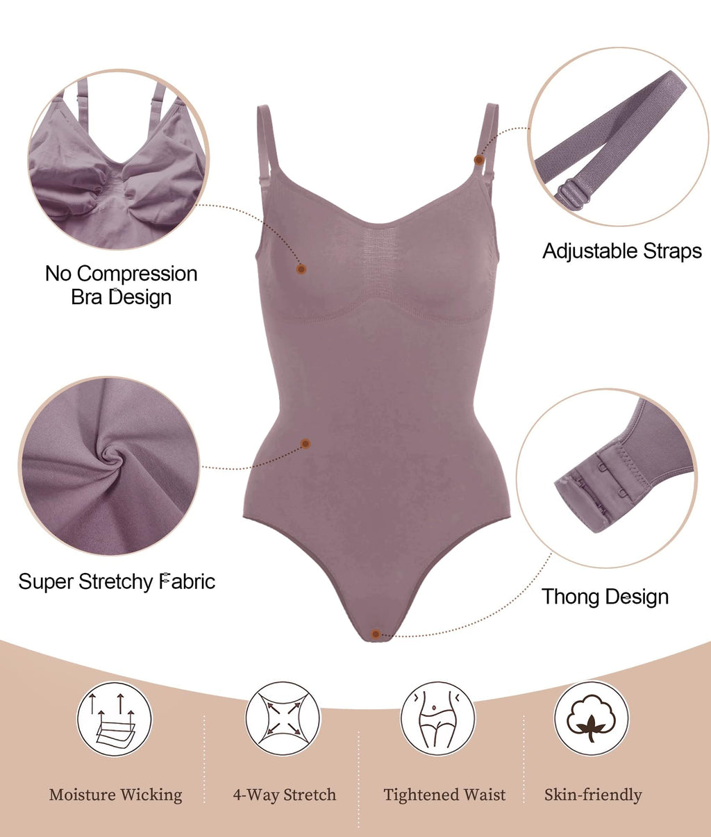 Women's Tummy Control Shapewear Thong Bodysuit Seamless Waist Snatching Body Shaper