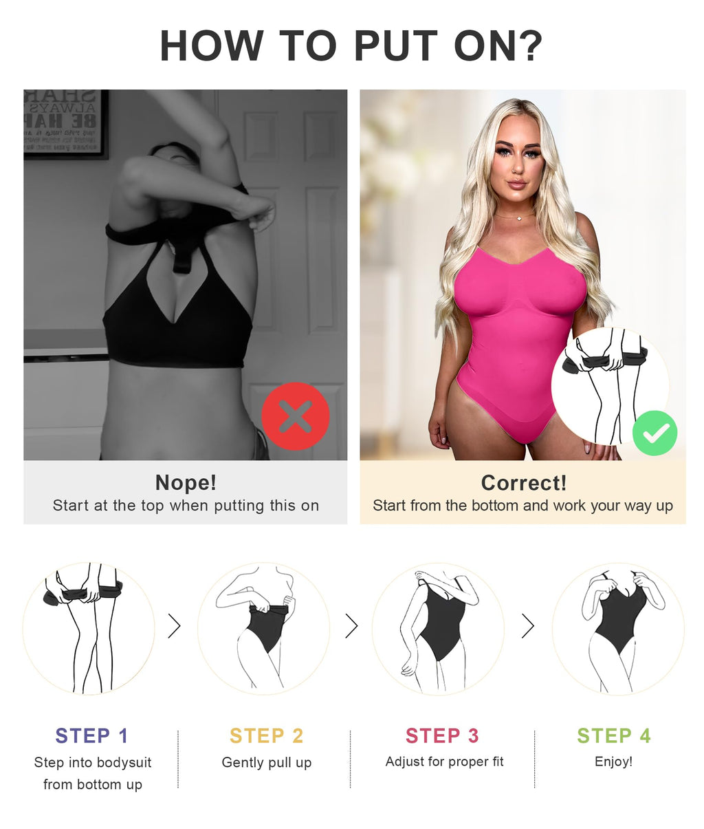 Women's Tummy Control Shapewear Thong Bodysuit Seamless Waist Snatching Body Shaper