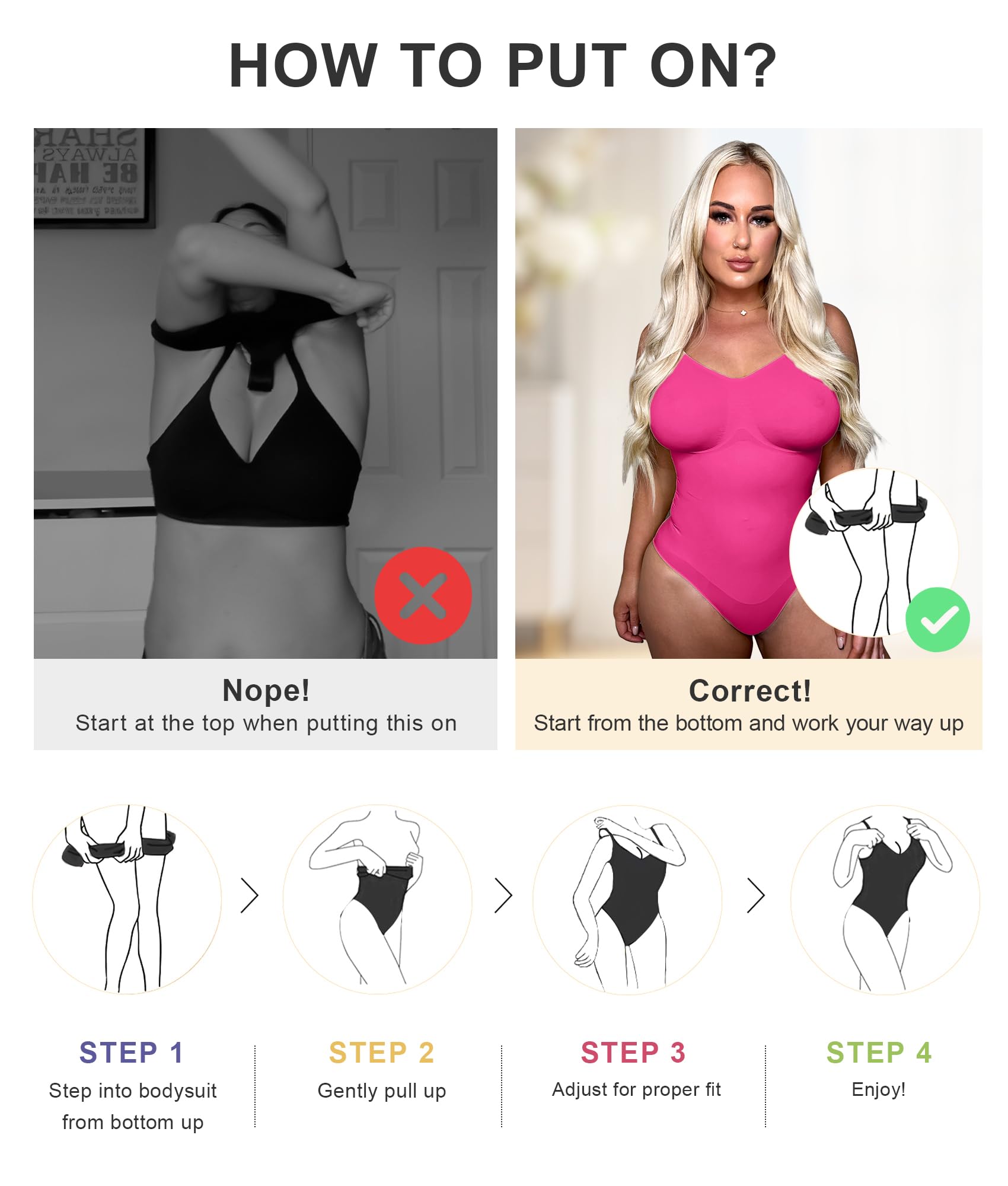 Women's Tummy Control Shapewear Thong Bodysuit Seamless Waist Snatching Body Shaper