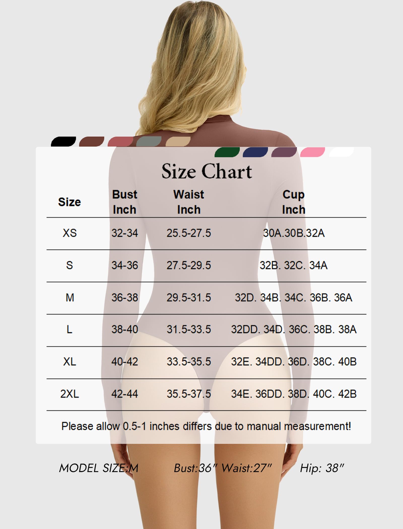 Bodysuits for Women High Neck Long Sleeve Body Suits Snap Closure Double Lined Mock Neck Bodysuit Soft